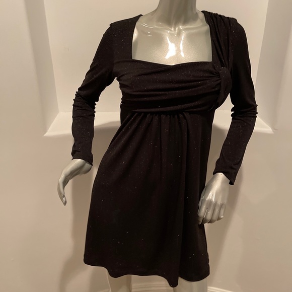 Rinascimento Empire Waist Black Metallic Mini Dress - Picture 1 of 11